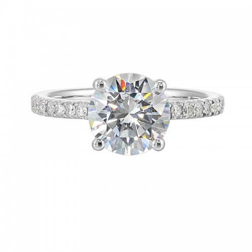 14Kt White Gold Semi Mount 1/5Ctw For 2Ctw Round Center