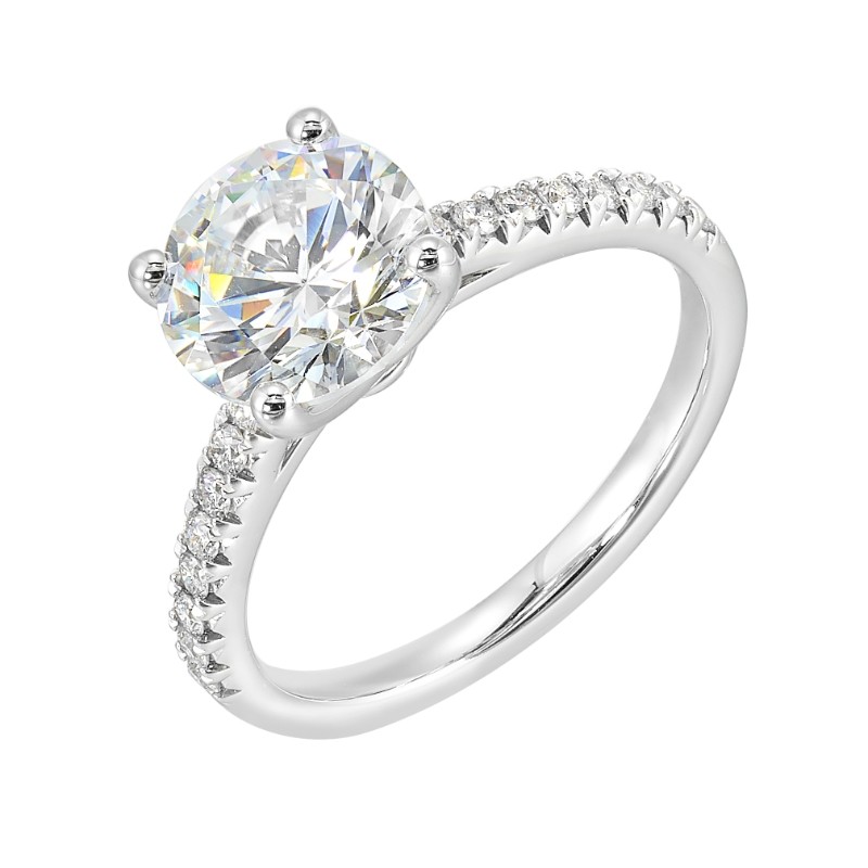 14Kt White Gold Semi Mount 1/5Ctw For 2Ctw Round Center