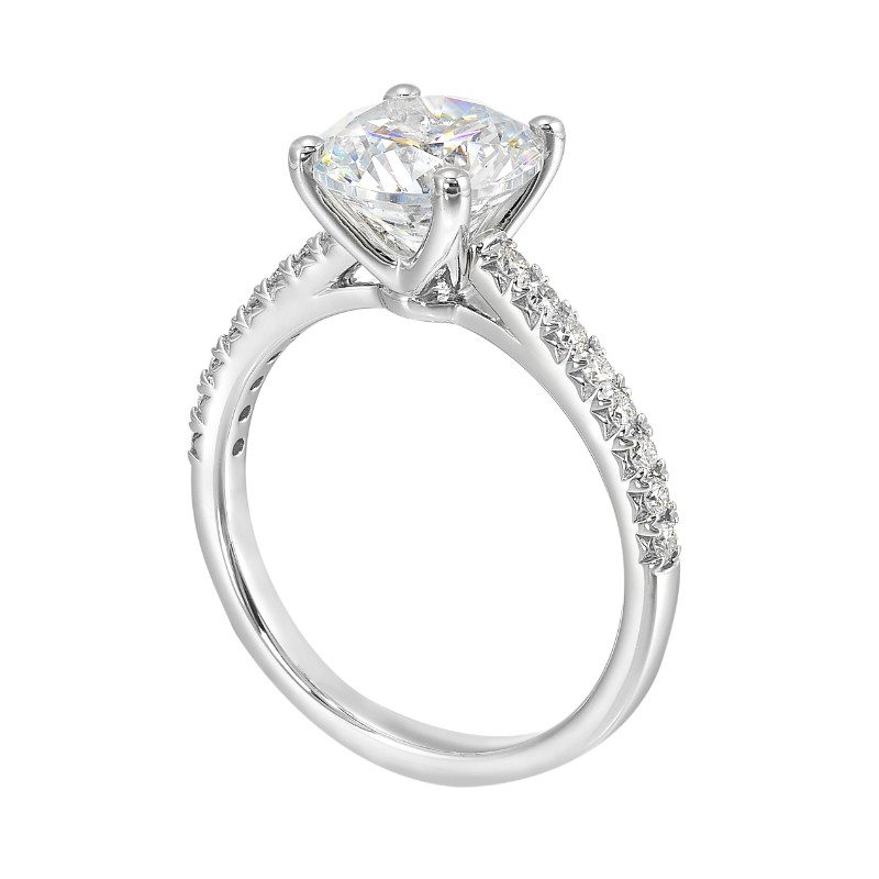 14Kt White Gold Semi Mount 1/5Ctw For 2Ctw Round Center