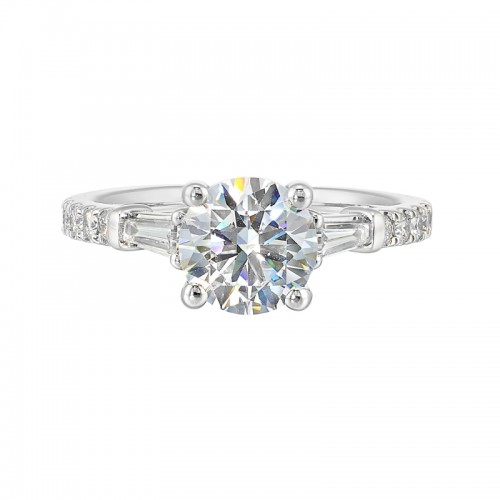 14Kt White Gold Semi Mount 3/8Ctw For 1 1/2Ctw Round Center