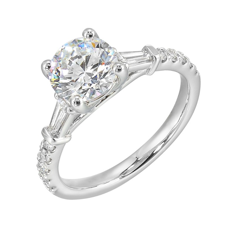 14Kt White Gold Semi Mount 3/8Ctw For 1 1/2Ctw Round Center