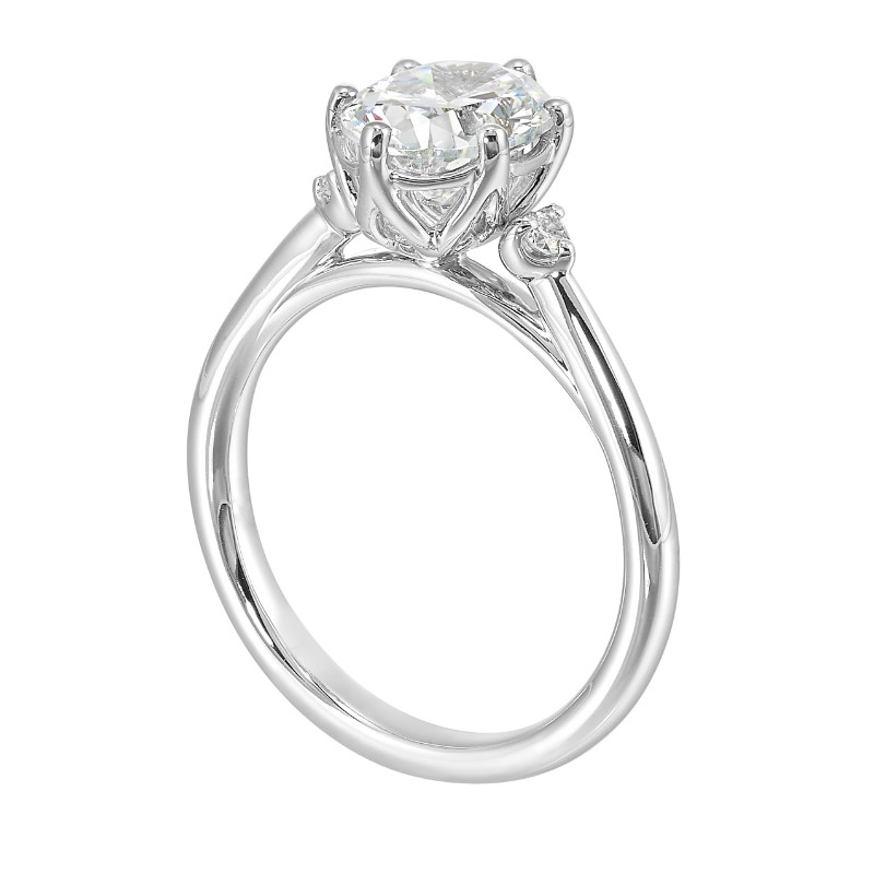 14Kt White Gold Semi Mount 1/15Ctw For 2Ctw Oval Center
