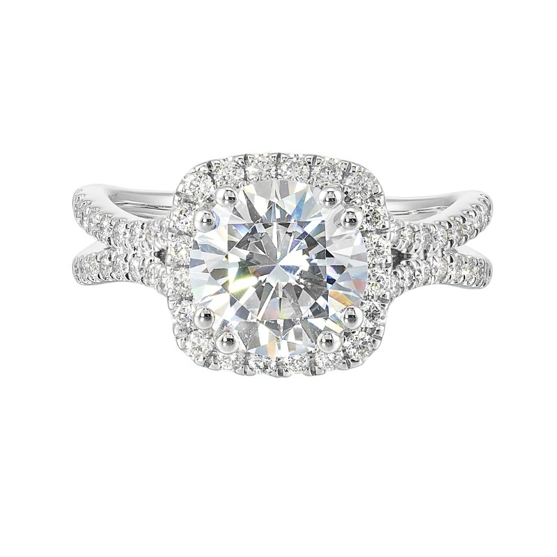 14Kt White Gold Semi Mount 1/2Ctw For 2Ctw Round Center