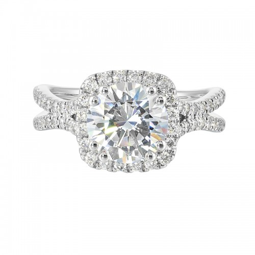 14Kt White Gold Semi Mount 1/2Ctw For 2Ctw Round Center