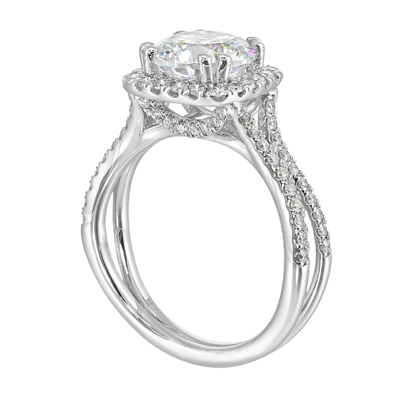 14Kt White Gold Semi Mount 1/2Ctw For 2Ctw Round Center