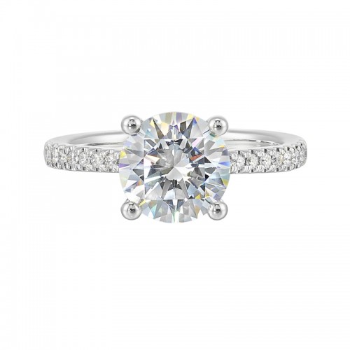 14Kt White Gold Semi Mount 1/4Ctw For 2Ctw Round Center