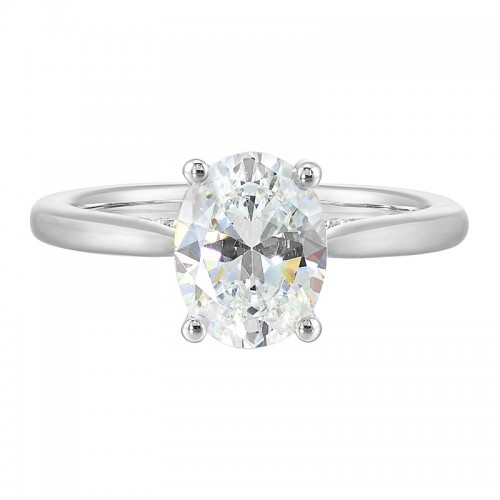 14K White Semi Mount 1/5Ctw For 2Ct Oval Center