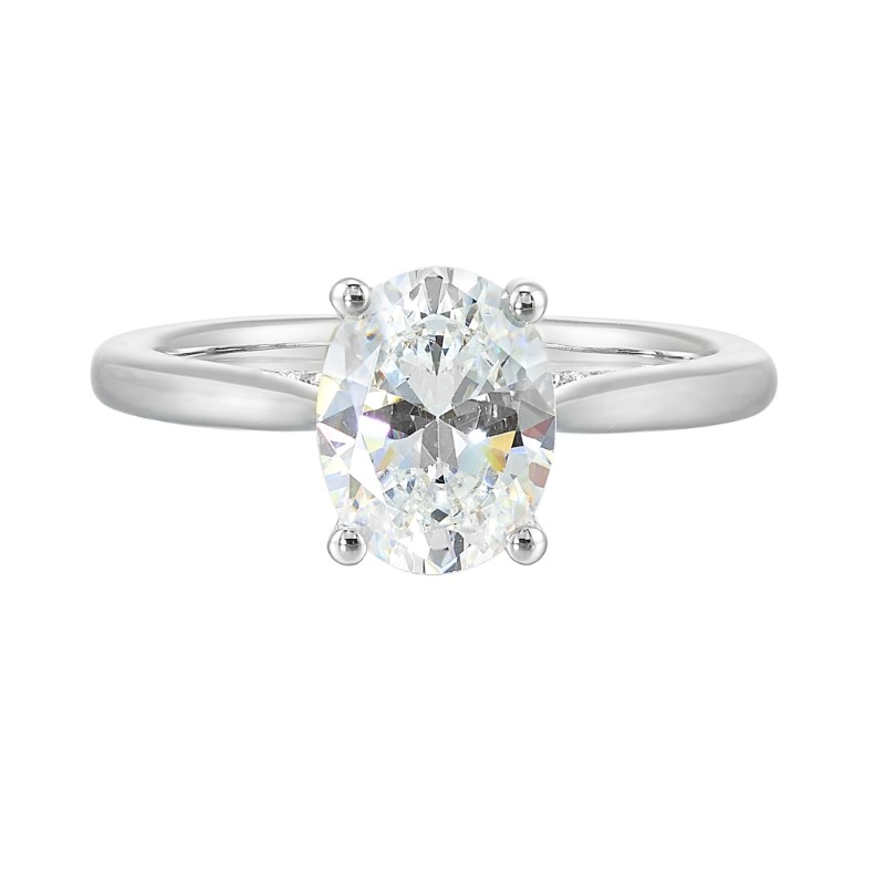 14Kt White Gold Semi Mount 1/5Ctw For 2Ctw Oval Center