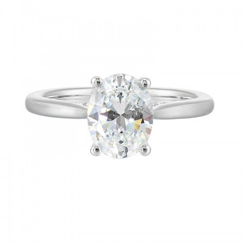 14Kt White Gold Semi Mount 1/5Ctw For 2Ctw Oval Center
