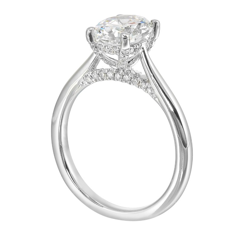 14Kt White Gold Semi Mount 1/5Ctw For 2Ctw Oval Center