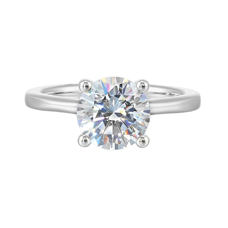 14Kt White Gold Semi Mount 1/20Ctw For 2Ctw Round Center