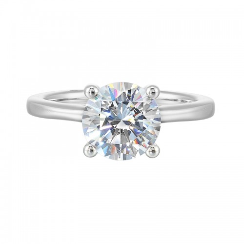 14Kt White Gold Semi Mount 1/20Ctw For 2Ctw Round Center