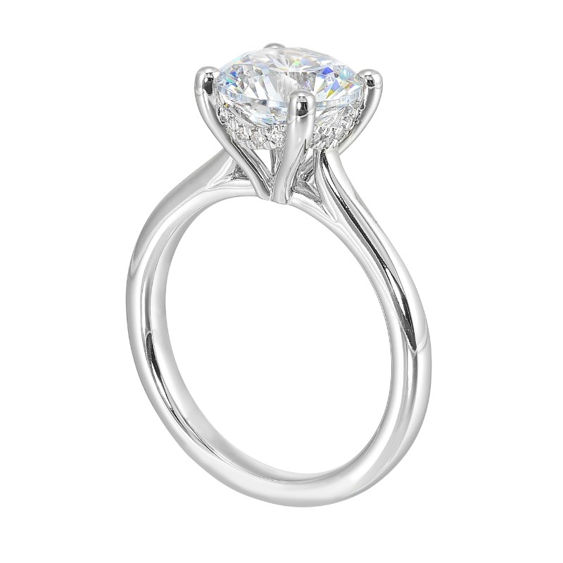 14Kt White Gold Semi Mount 1/20Ctw For 2Ctw Round Center