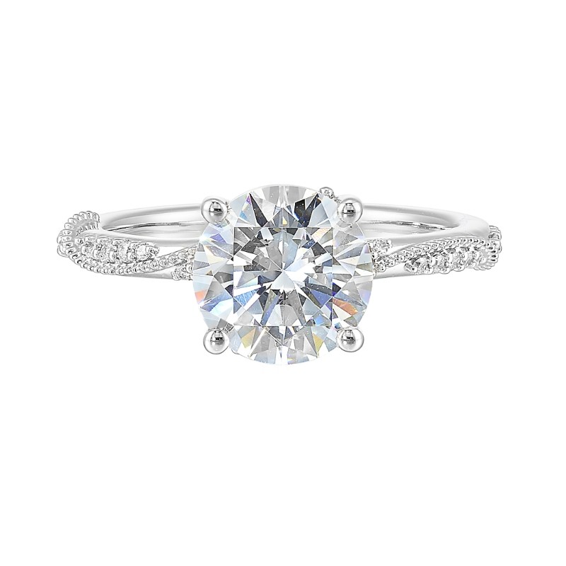 14Kt White Gold Semi Mount 1/5Ctw For 2Ctw Round Center