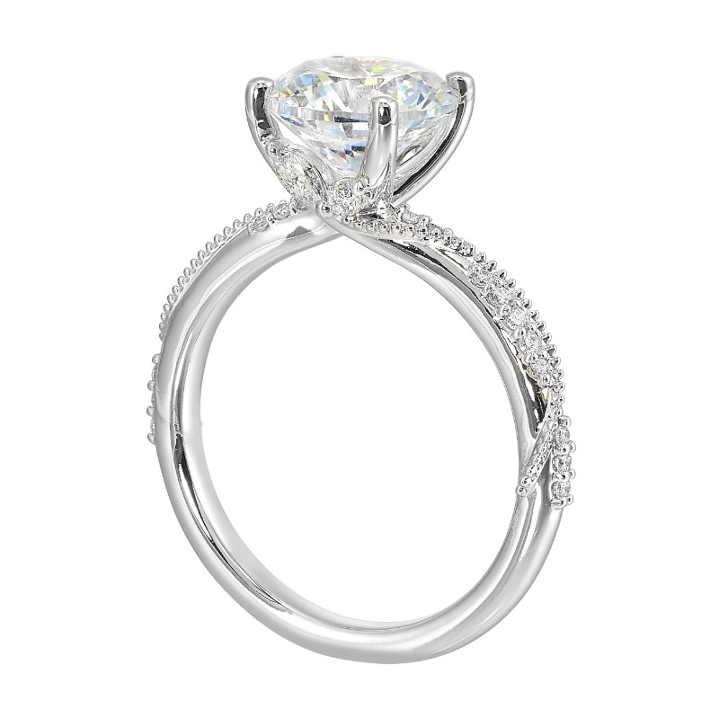 14Kt White Gold Semi Mount 1/5Ctw For 2Ctw Round Center