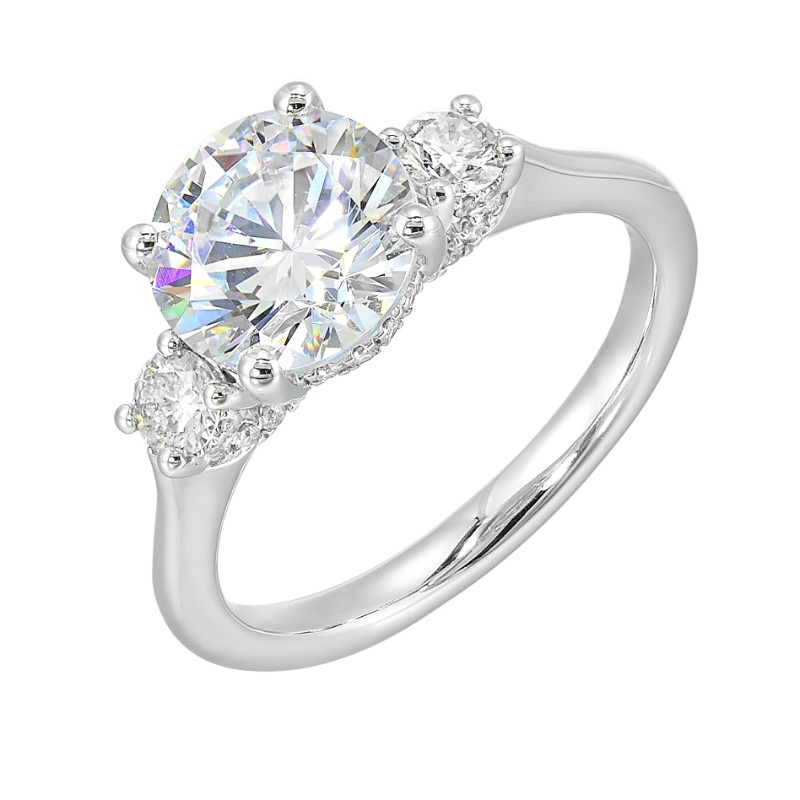 14Kt White Gold Semi Mount 1/2Ctw For 2Ctw Round Center