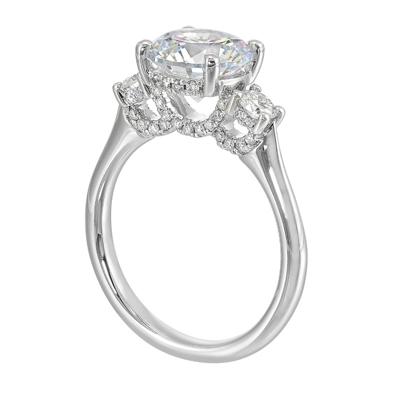 14Kt White Gold Semi Mount 1/2Ctw For 2Ctw Round Center