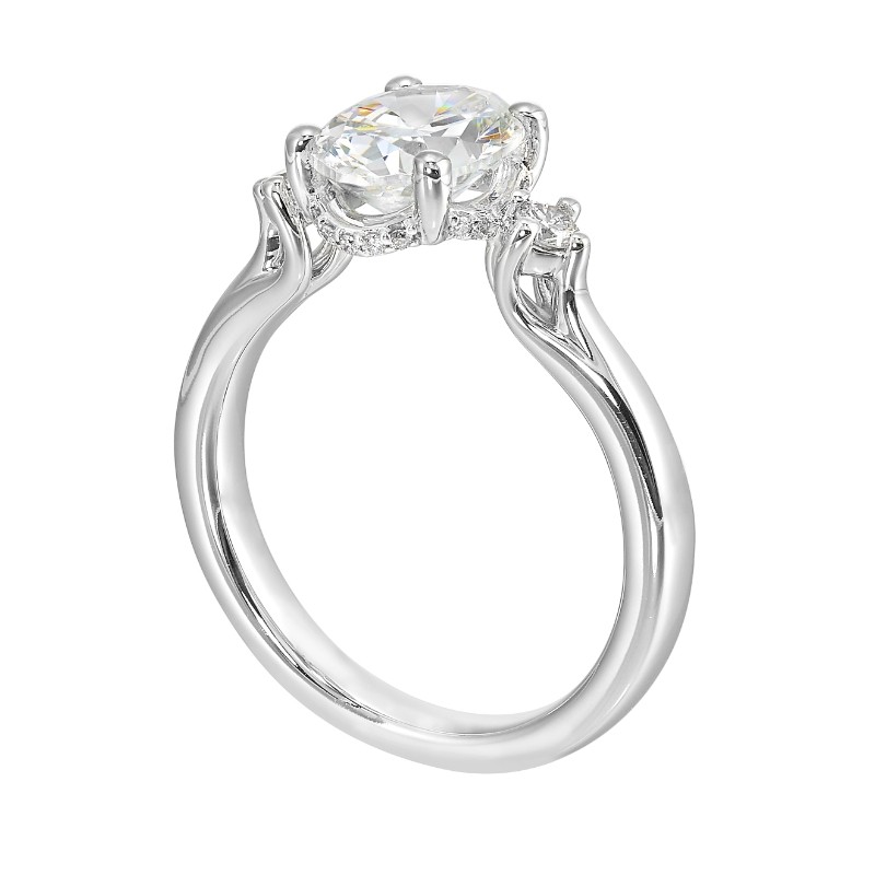 14Kt White Gold Semi Mount 1/6Ctw For 2Ctw Oval Center