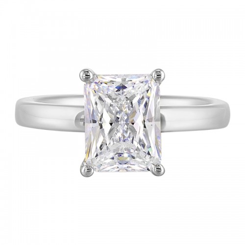 14K White Semi Mount 1/15Ctw For 2Ctw Radiant Center