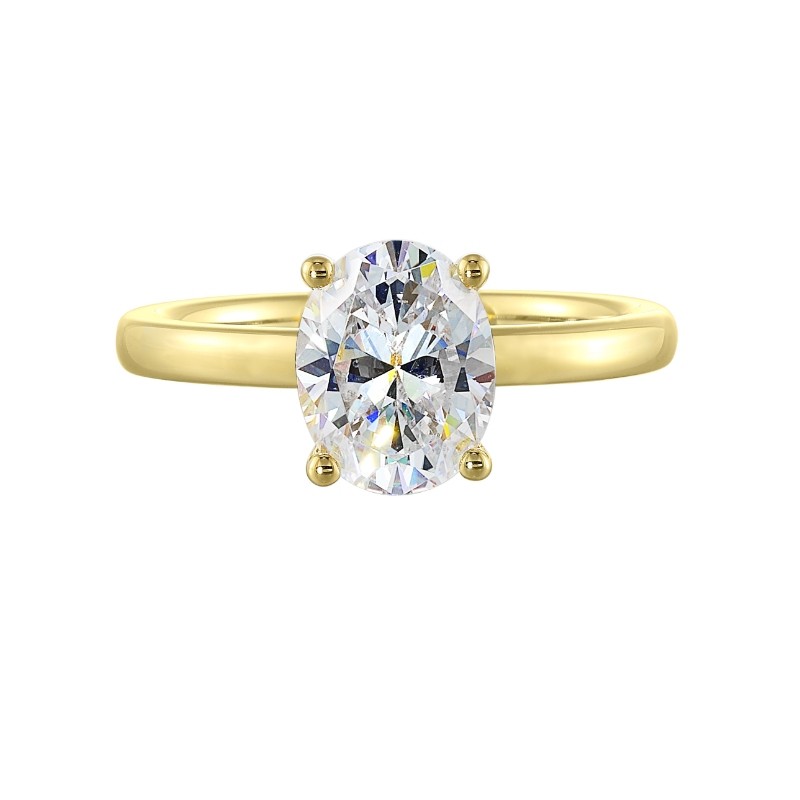 14Kt Yellow Gold Semi Mount 1/15Ctw For 2Ctw Oval Center