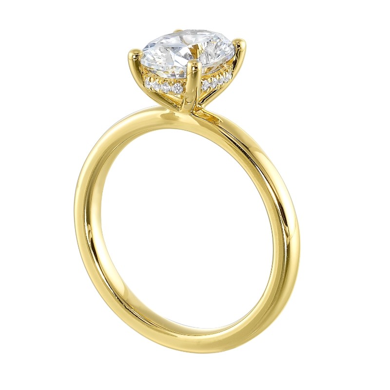 14Kt Yellow Gold Semi Mount 1/15Ctw For 2Ctw Oval Center