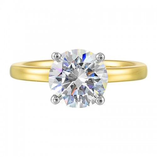 14K White Yellow Semi Mount 1/20Ctw For 2Ct Round Center