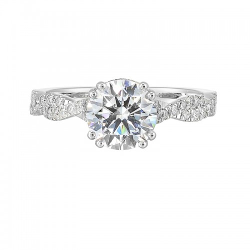 14Kt White Gold Semi Mount 1/3Ctw For 1 1/2Ctw Round Center