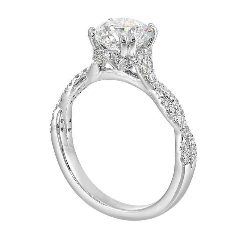 14Kt White Gold Semi Mount 1/3Ctw For 1 1/2Ctw Round Center