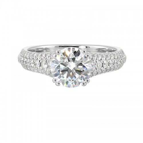 14Kt White Gold Semi Mount 1/2Ctw For 1 1/2Ctw Round Center