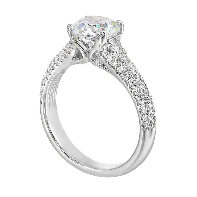 14Kt White Gold Semi Mount 1/2Ctw For 1 1/2Ctw Round Center