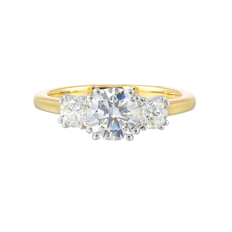 14Kt White & Yellow Gold Semi Mount 1/2Ctw For 1Ctw Round Center