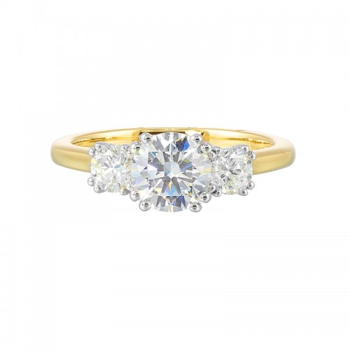 14Kt White & Yellow Gold Semi Mount 1/2Ctw For 1Ctw Round Center