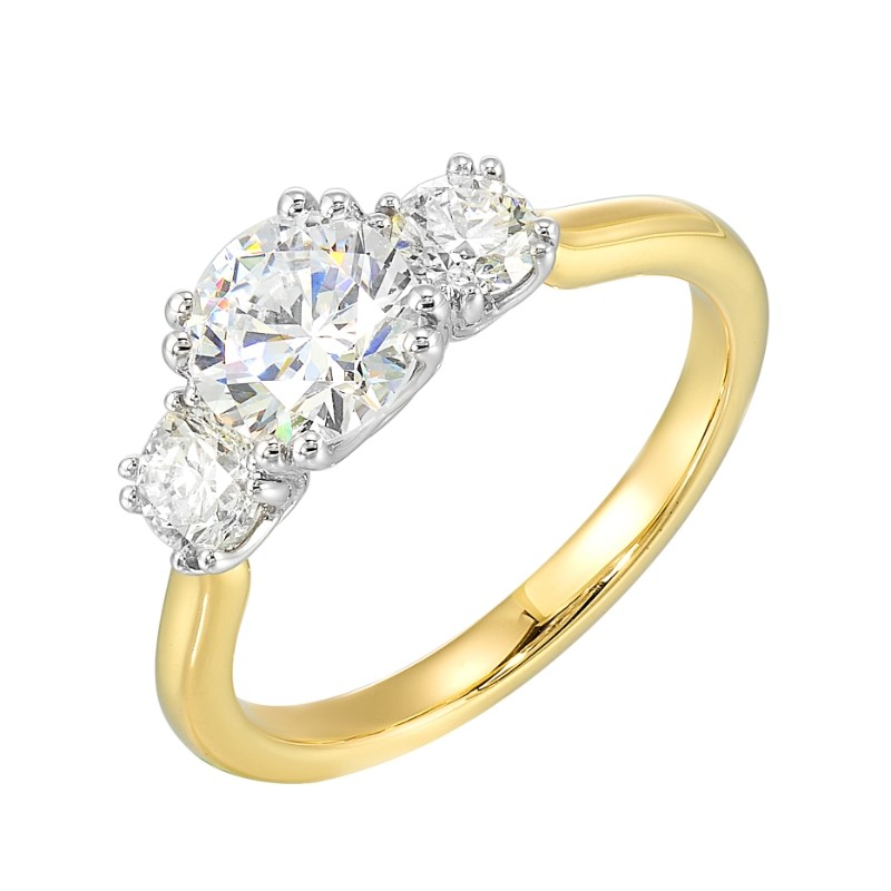 14Kt White & Yellow Gold Semi Mount 1/2Ctw For 1Ctw Round Center
