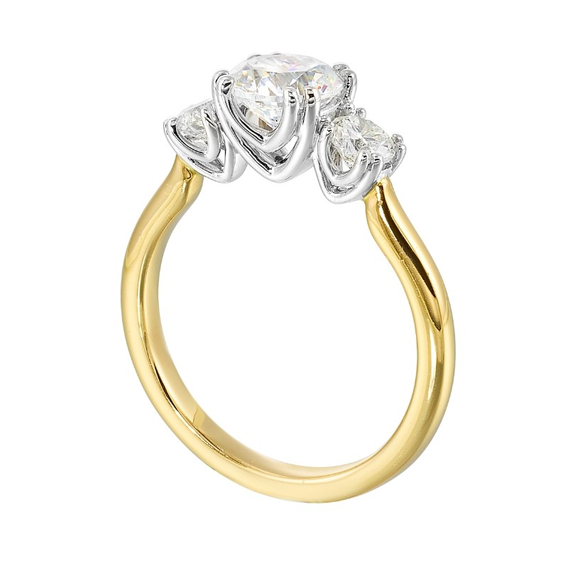 14Kt White & Yellow Gold Semi Mount 1/2Ctw For 1Ctw Round Center