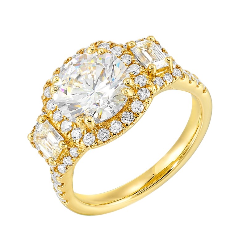 14Kt Yellow Gold Semi Mount 1 1/6Ctw For 2Ctw Round Center