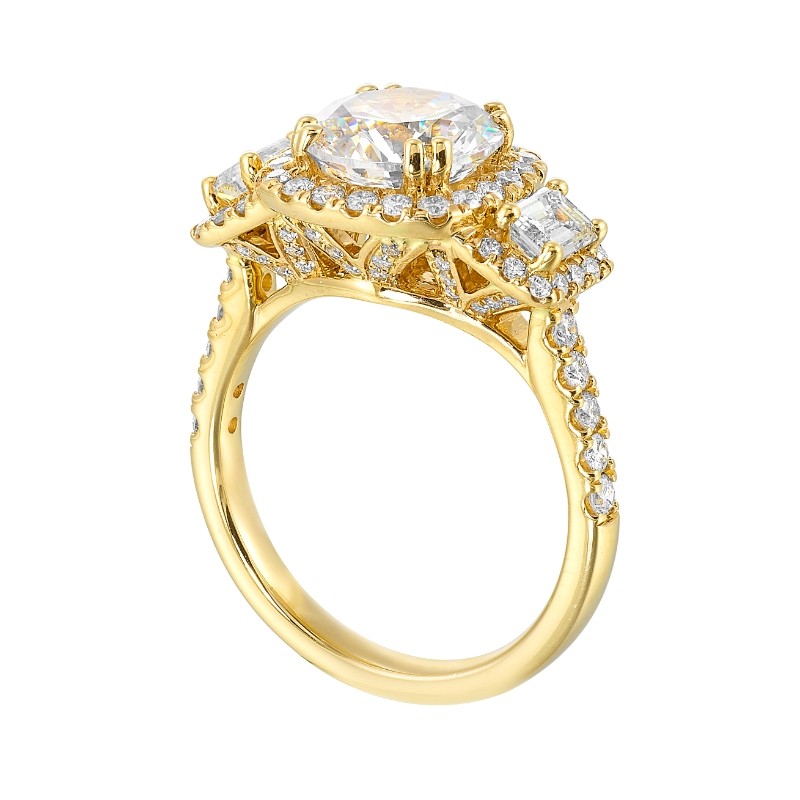 14Kt Yellow Gold Semi Mount 1 1/6Ctw For 2Ctw Round Center