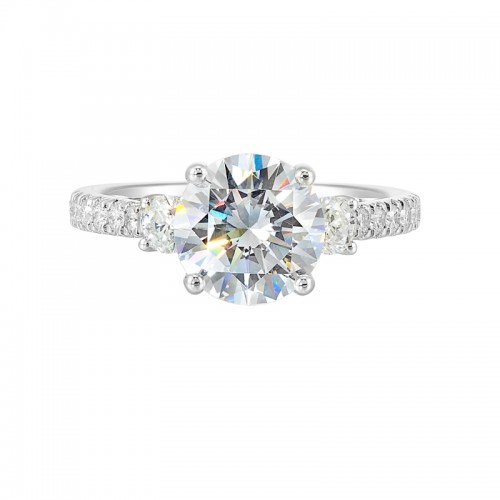 14Kt White Gold Semi Mount 1/2Ctw For 2Ctw Round Center