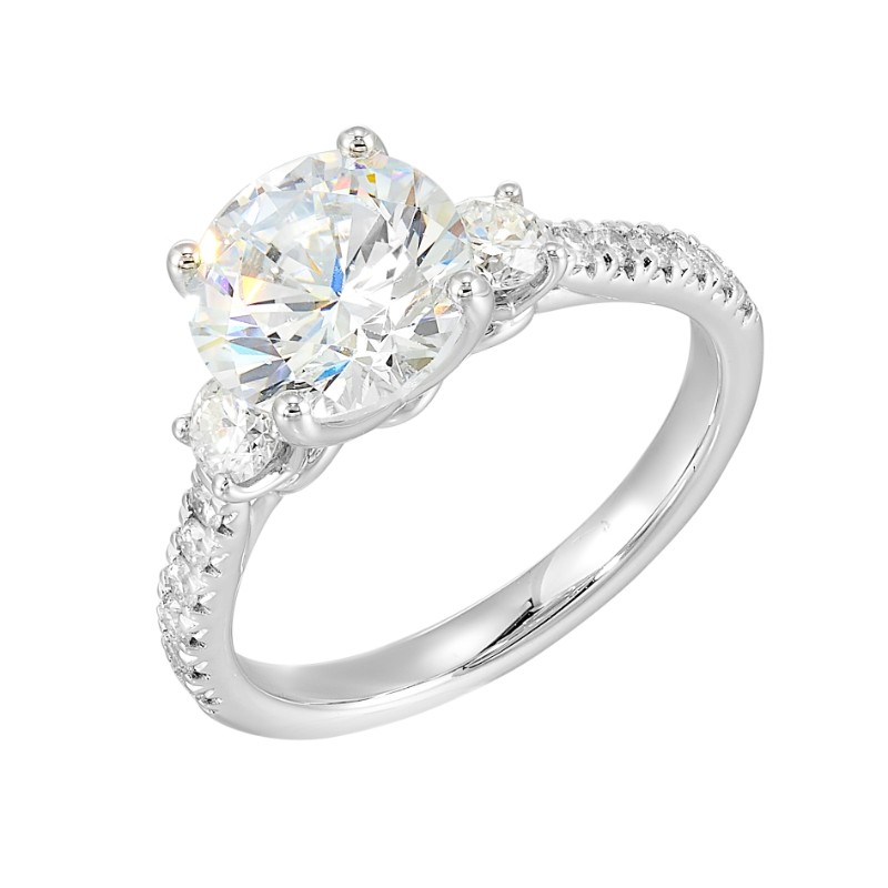 14Kt White Gold Semi Mount 1/2Ctw For 2Ctw Round Center