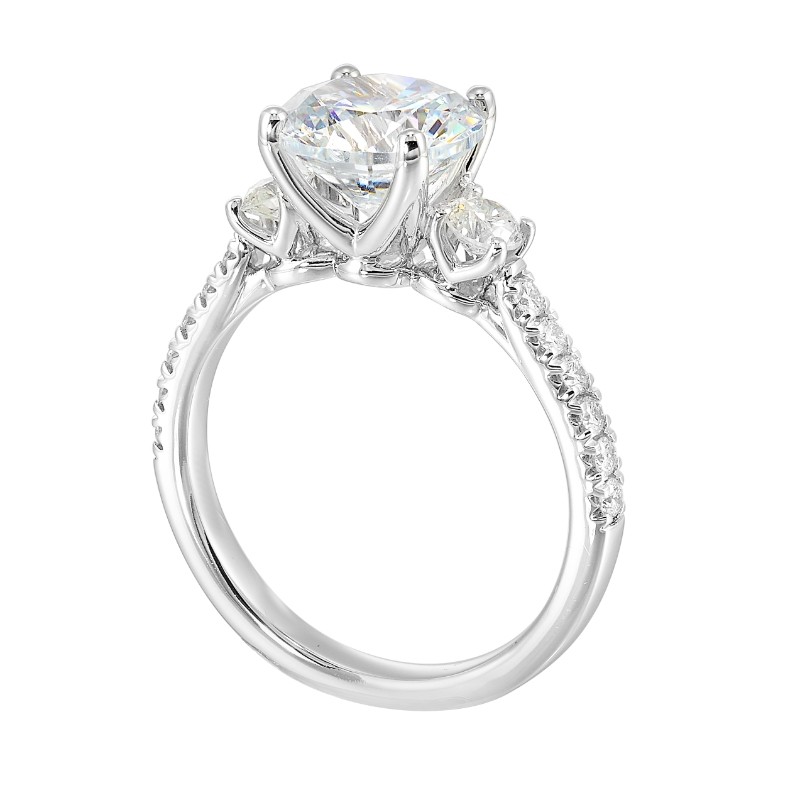 14Kt White Gold Semi Mount 1/2Ctw For 2Ctw Round Center