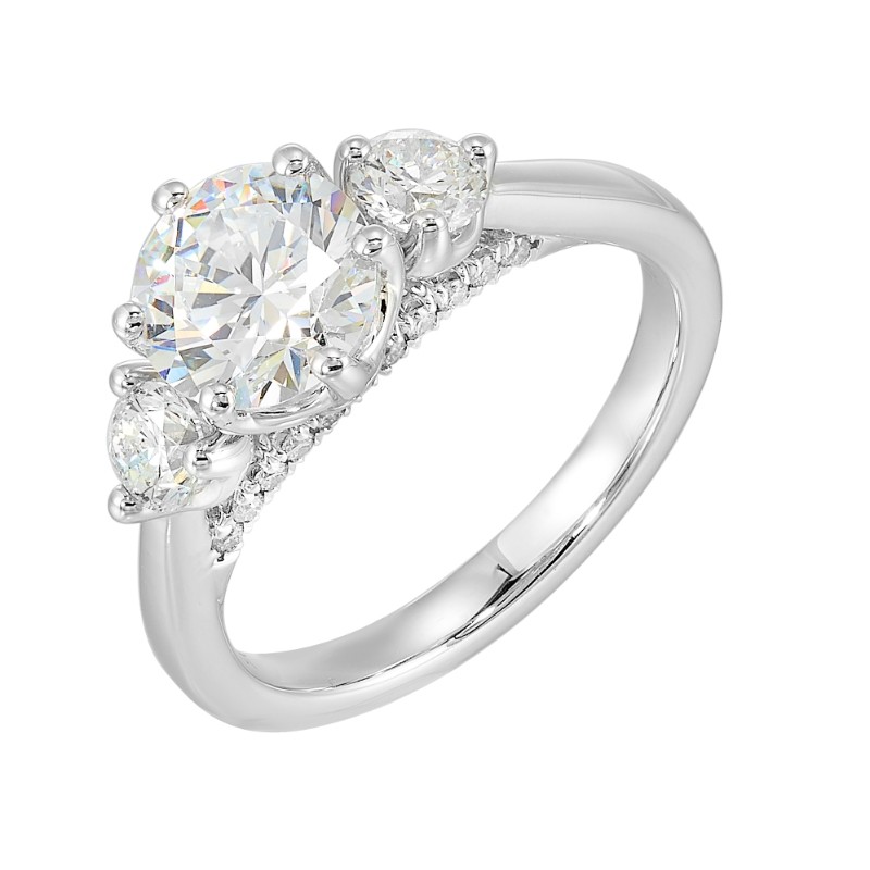 14Kt White Gold Semi Mount 5/8Ctw For 1 1/2Ctw Round Center