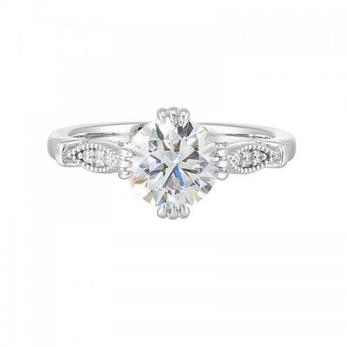 14Kt White Gold Semi Mount 1/4Ctw For 1 1/2Ctw Round Center