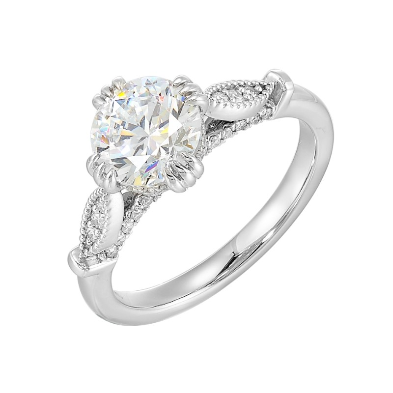 14Kt White Gold Semi Mount 1/4Ctw For 1 1/2Ctw Round Center