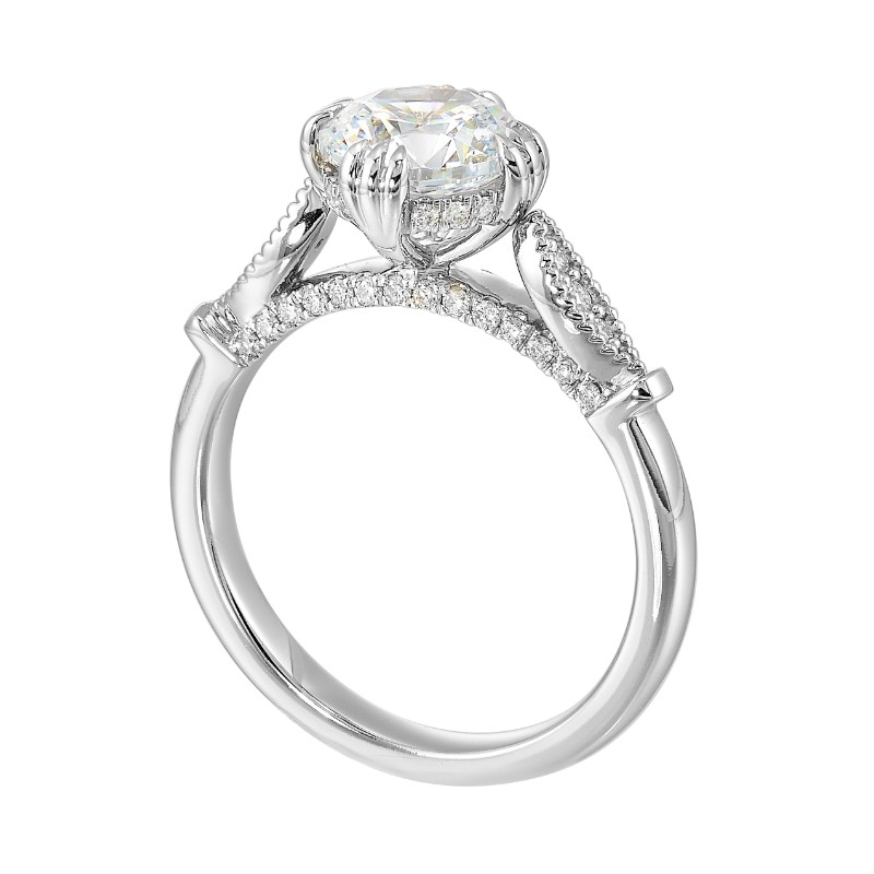14Kt White Gold Semi Mount 1/4Ctw For 1 1/2Ctw Round Center