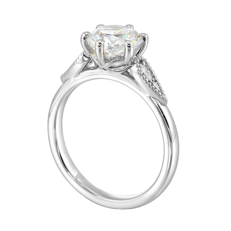 14Kt White Gold Semi Mount 1/25Ctw For 1 1/2Ctw Round Center