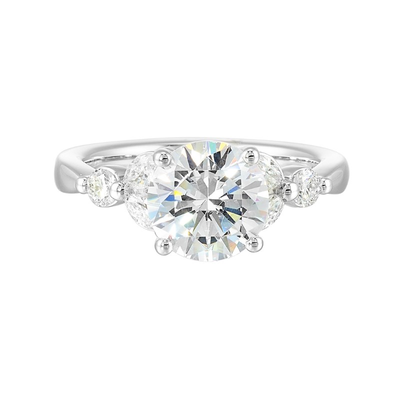 14Kt White Gold Semi Mount 1/2Ctw For 2Ctw Round Center