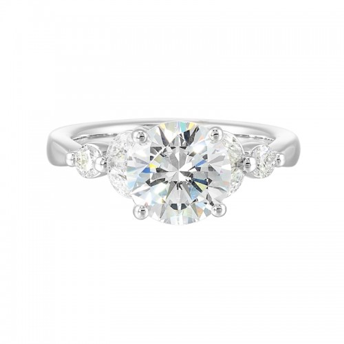 14Kt White Gold Semi Mount 1/2Ctw For 2Ctw Round Center