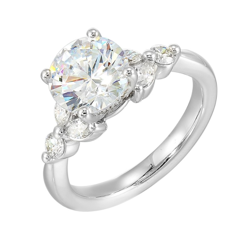14Kt White Gold Semi Mount 1/2Ctw For 2Ctw Round Center
