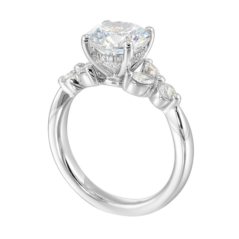 14Kt White Gold Semi Mount 1/2Ctw For 2Ctw Round Center