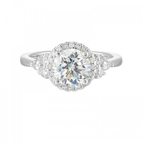 14Kt White Gold Semi Mount 3/8Ctw For 1 1/2Ctw Round Center