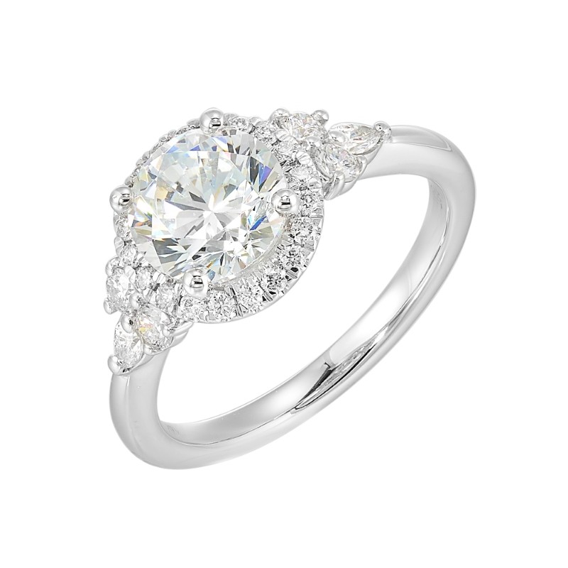 14Kt White Gold Semi Mount 3/8Ctw For 1 1/2Ctw Round Center